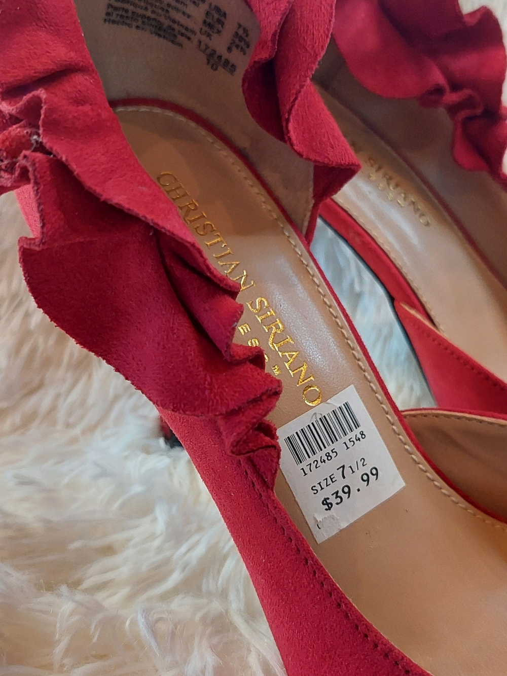 Christian Siriano Keira Red Ruffle Stiletto Heels SZ 7.5 Like New Only worn Once - Picture 6 of 9